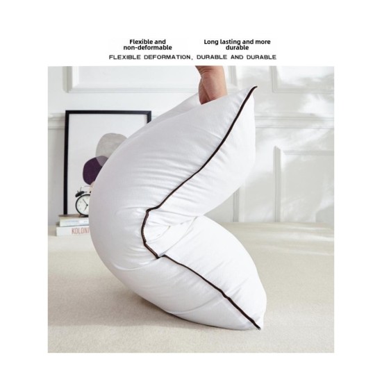 High Resilience Pillow with Down Alternative Fill - Compressible for Travel and Storage
